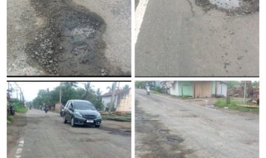 Akibat Jalan Raya Nasional Disinyalir Rusak Dan Berlubang Terjadinya Kecelakaan Tunggal Roda Dua.