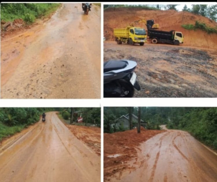 Diduga Akibat Galian Ilegal Di Kampung Cikupa Desa Cibungur Jalan Raya Penghubung Kecamatan Licin Dan Kotor