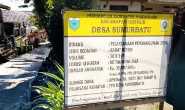 Aktivis GPCP Menyoal Pembangunan Jalan Rambat Beton Didesa Sumur Batu Cikeusik, Yang Diduga Asal Jadi