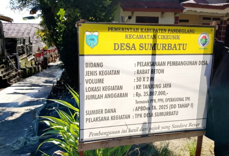 Aktivis GPCP Menyoal Pembangunan Jalan Rambat Beton Didesa Sumur Batu Cikeusik, Yang Diduga Asal Jadi