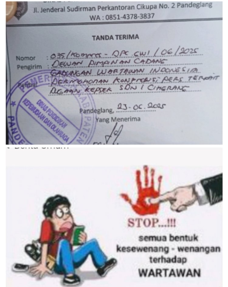GWI Layangkan Surat Permohonan Konferensi Pers Terkait Dugaan Kepsek SDN Ciherang 1 Larang Pers Meliput.