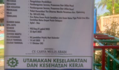 GWI Kecam Pihak Pelaksana CV.Cahaya Abadi Dalam Pelaksanaan Pembangunan Sarana Dan Prasarana Utilitas Paud TKN Darma Wanita Cipeucang Diduga Abaikan APD Di ingatkan malah Meremehkan.