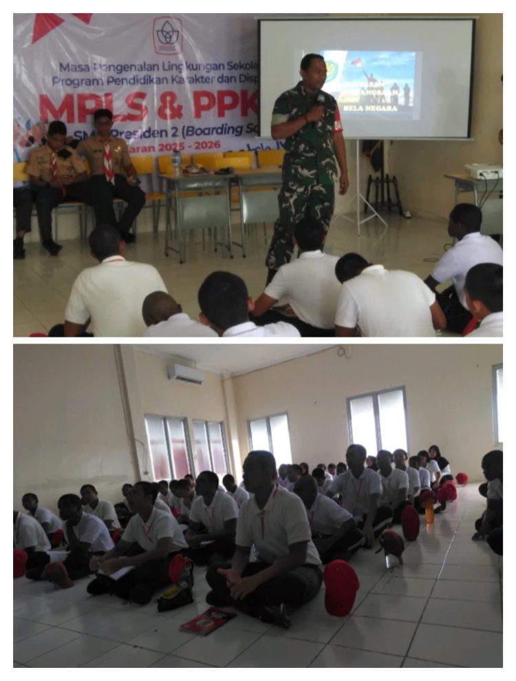 Koramil 0117/Panimbang Kodim 0601/Pandeglang Beri Pembekalan PPKD Di SMA PRESIDEN 2 BOARDING SCHOOL
