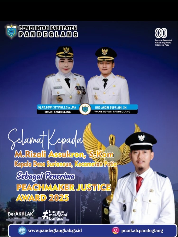 Desa Surianeun Patia, satu-satunya Desa Di Pandeglang lolos seleksi jadi Peserta Peacemaker Justice Award 2025.