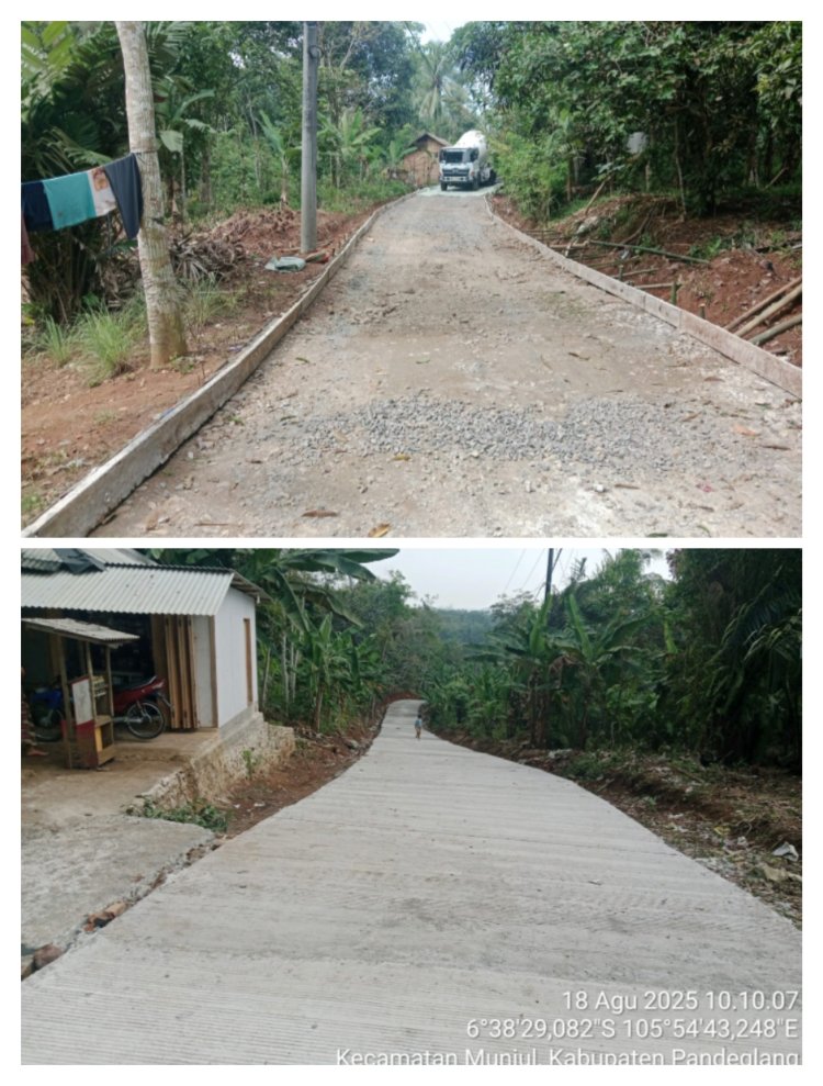 GWI Soroti dugaan CV Cahaya Pandeglang Dalam Pelaksanaan Proyek Rabat Beton di Desa Munjul Asjad Tak Berkualitas.