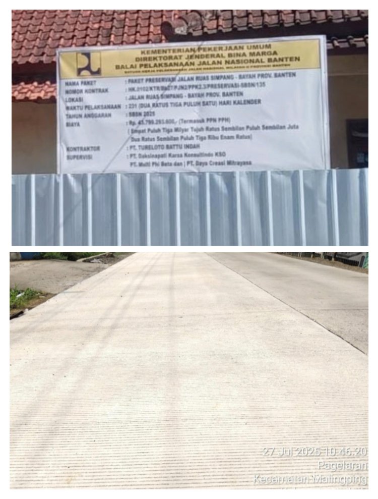 Pelaksanaan Proyek Jalan Nasional Simpang-Bayah Dengan Pihak Pelaksana PT.Tureloto Battu Indah Dikerjakan Sesuai Spesifikasi Dan Disambut Antusias Oleh Warga.