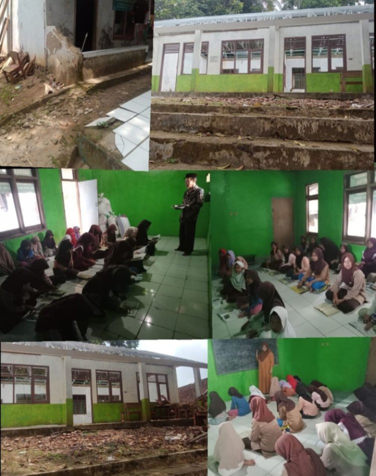 JAUH DARI PERHATIAN PEMERINTAH.MDT Pendidikan Islam Indonesia di Kubangkondang-Cisata Butuh Bantuan Rehabilitasi Ruang Kelas Baru.
