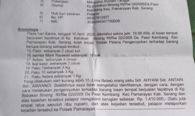 Warga Babakan Winong Kecamatan Pamarayan Laporkan Dugaan Tindak Pidana Pengrusakan Dan Pengeroyokan.