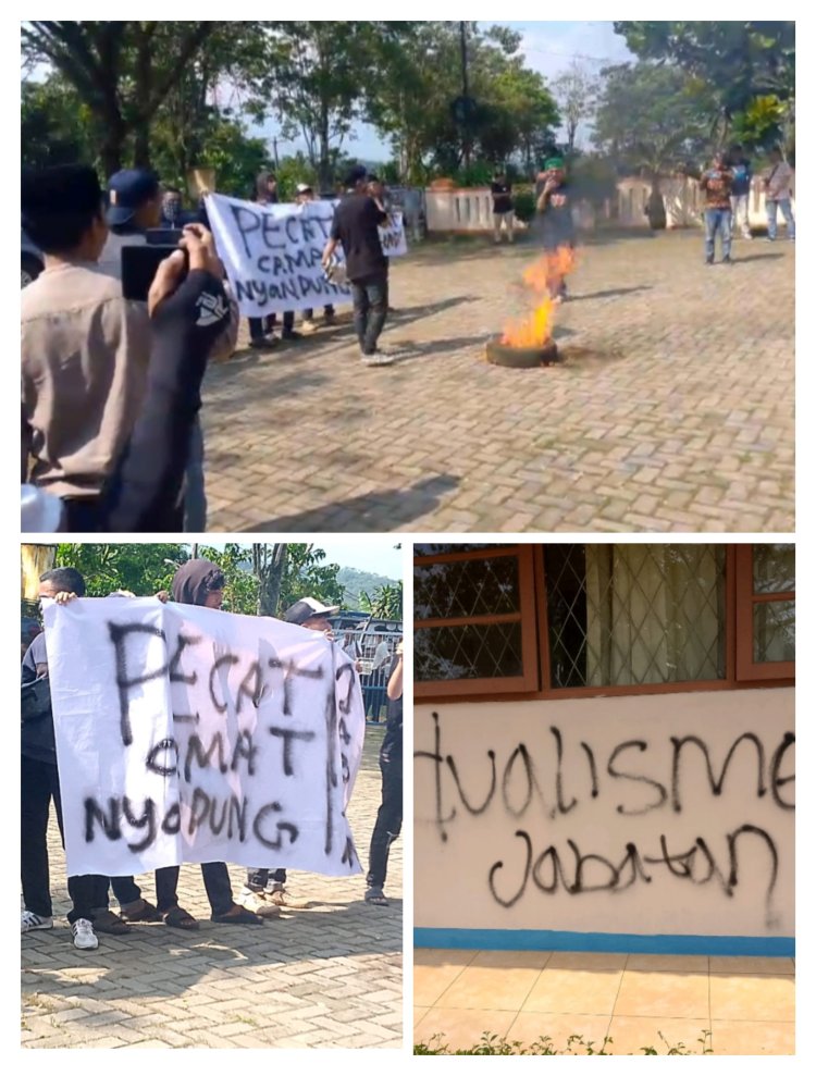Aliansi Saketi Melawan Dan Masyarakat Lakukan Aksi Meminta Camat Saketi Mundur Dari Jabatannya.