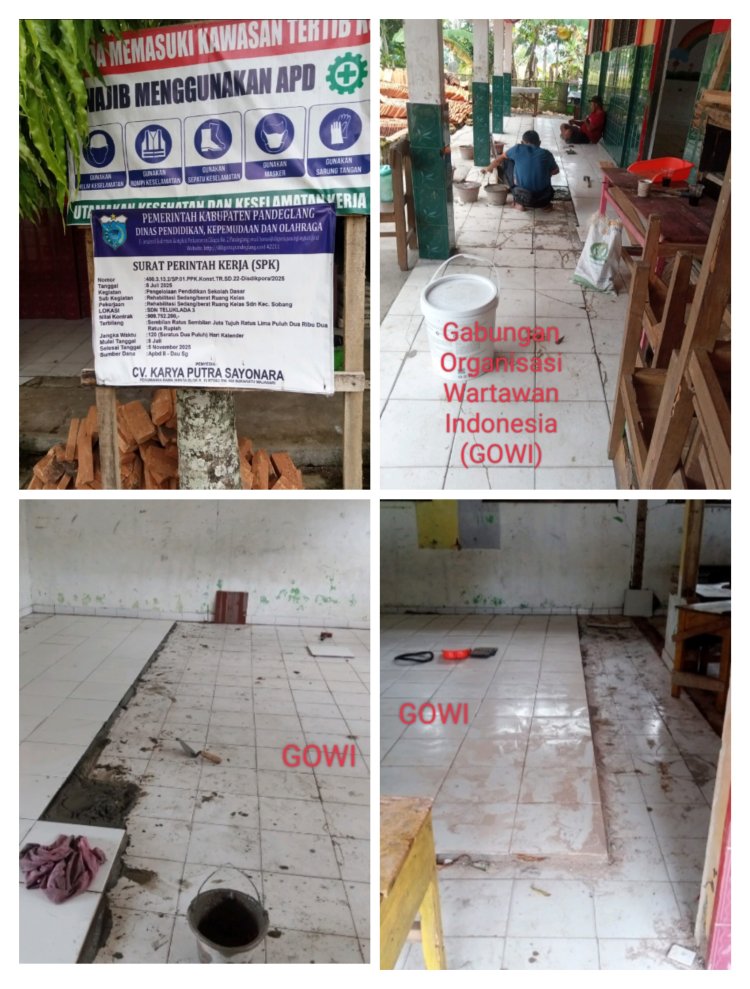Proyek Rehabilitasi SDN Teluklada 3 Disorot Tajam — Diduga Keramik Lama Ditimpa, Pekerja Tanpa APD!