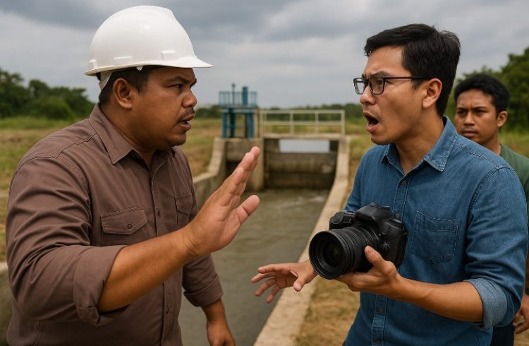Diduga Halangi Wartawan Liput Proyek Irigasi, Pengawas Proyek Di Carenang Langgar UU Pers