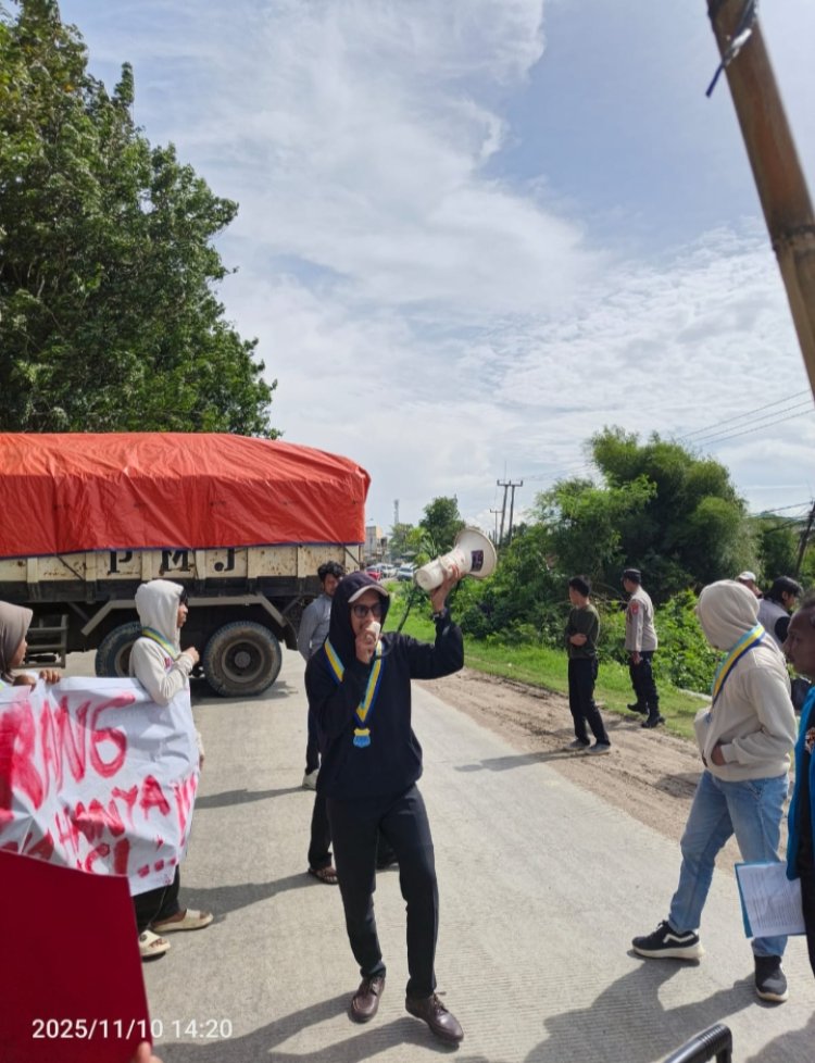 PMII STAI Assalamiyah Gelar Aksi di Jalan Cikande–Rangkasbitung Desak Penegakan Aturan Jam Operasional Mobil Tambang