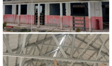 Pekerjaan Revitalisasi SDN Ciherang Jaya 1 Kecamatan Cisata Dikerjakan Sesuai Spek.