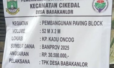 Banprov Kegiatan Pembangunan Paving Block Desa Babakan Lor Diduga Asjad