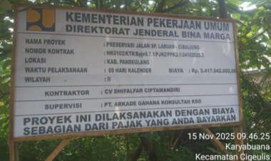 GWI Soroti Dugaan  Preservasi Jalan SP.Labuan-Cibaliung Kontraktor CV.Dhifalfar Cipta Mandiri Diduga Dikerjakan Asjad.