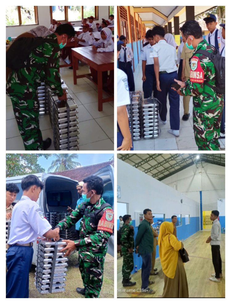 Sertu Yudi Ismanto Babinsa Koramil 0117 Panimbang-Sukaresmi Laksanakan Pendampingan MBG.