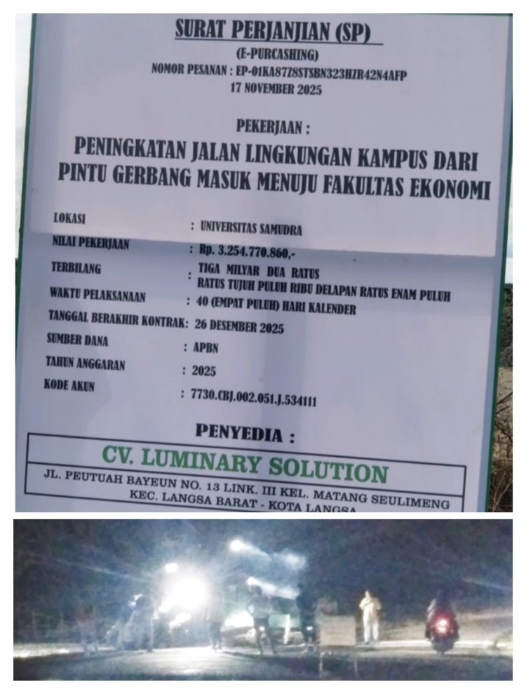 Diduga Masa Kontrak Kerja Habis, Pekerjaan Belum Selesai, Malam Hari Dipaksakan Kerja - Diduga Lemahnya Pengawasan.
