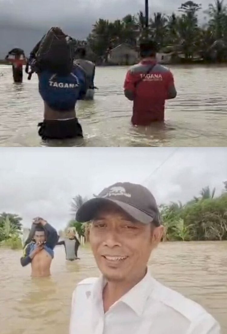 Tim Taruna Siaga Bencana ( TAGANA Dan  Muspika Kecamatan Patia Bergerak Pantau Wilayah Terendam Banjir 