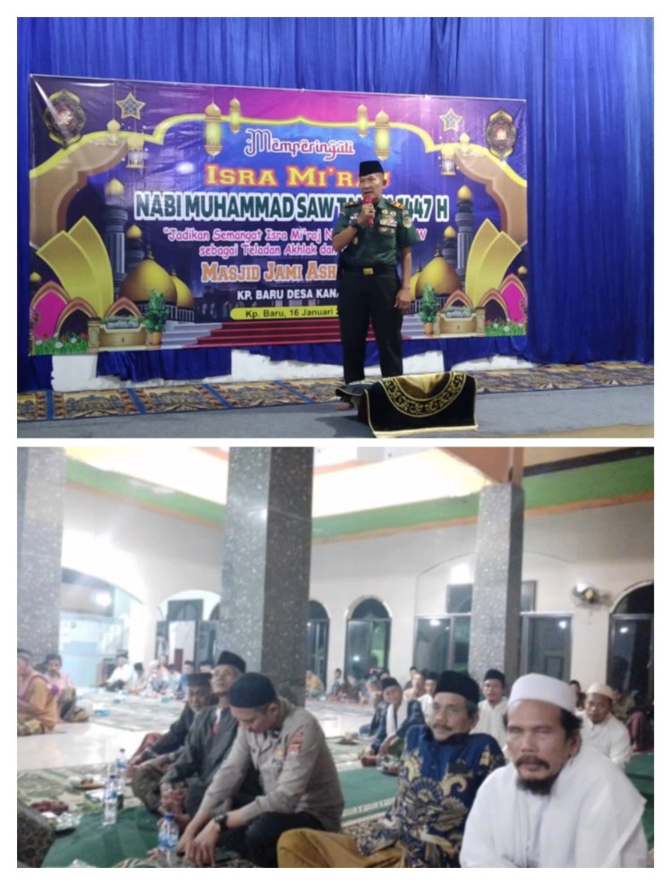 Danramil 0106/Menes Kodim 0601/Pandeglang Hadiri Peringatan Isra Mi'Raj Nabi Muhammad SAW Th 1447 H Di Desa Kananga.
