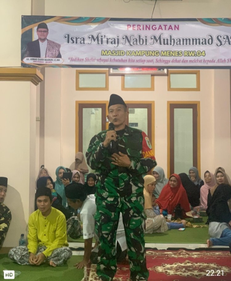 Sambutan Danramil 0106/Menes Kodim 0601/Pandeglang Dalam Peringatan Isra Mi'raj 1447 H Di Desa Menes.