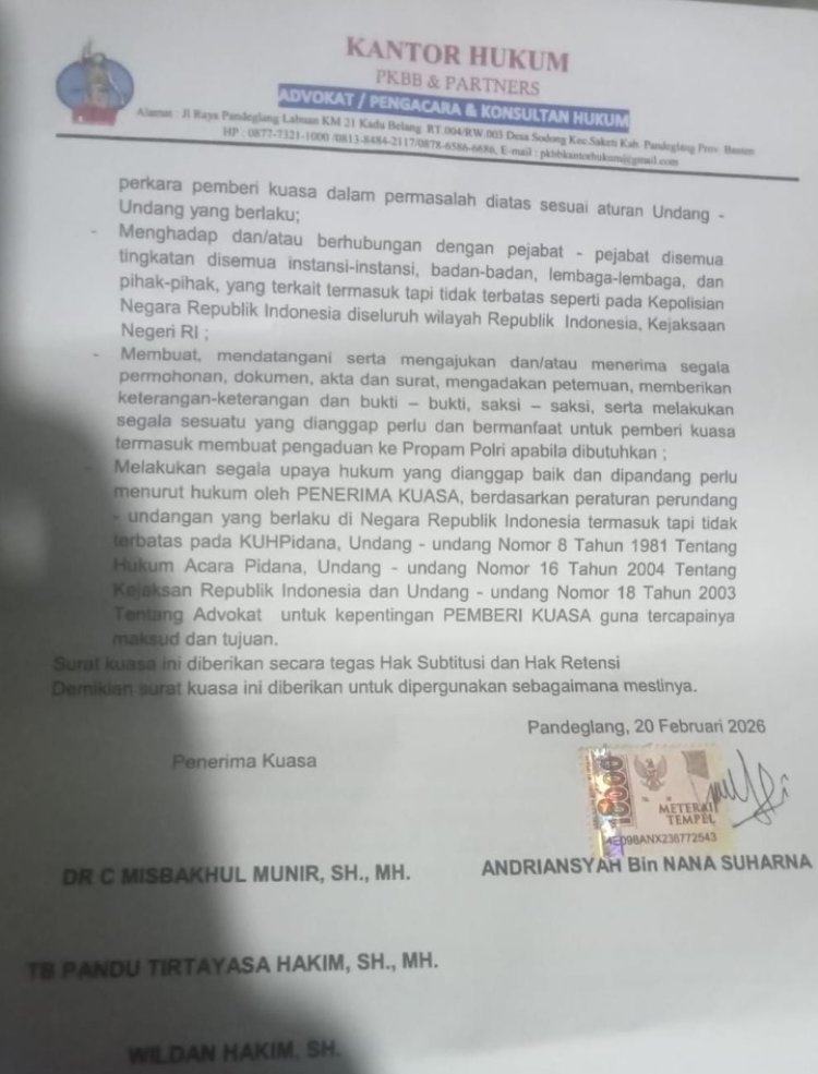 Kantor Hukum PKBB & Partner Dampingi Korban Dugaan Pengeroyokan di Situ Cikedal Pandeglang