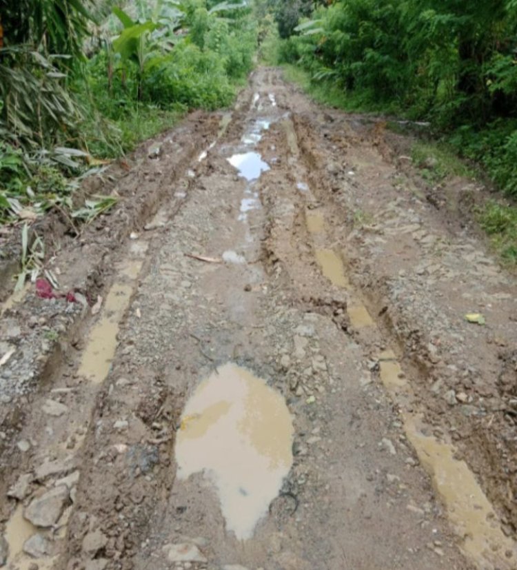 Disinyalir Puluhan Tahun Jalan Poros Sorongan–Curug Rusak Parah.