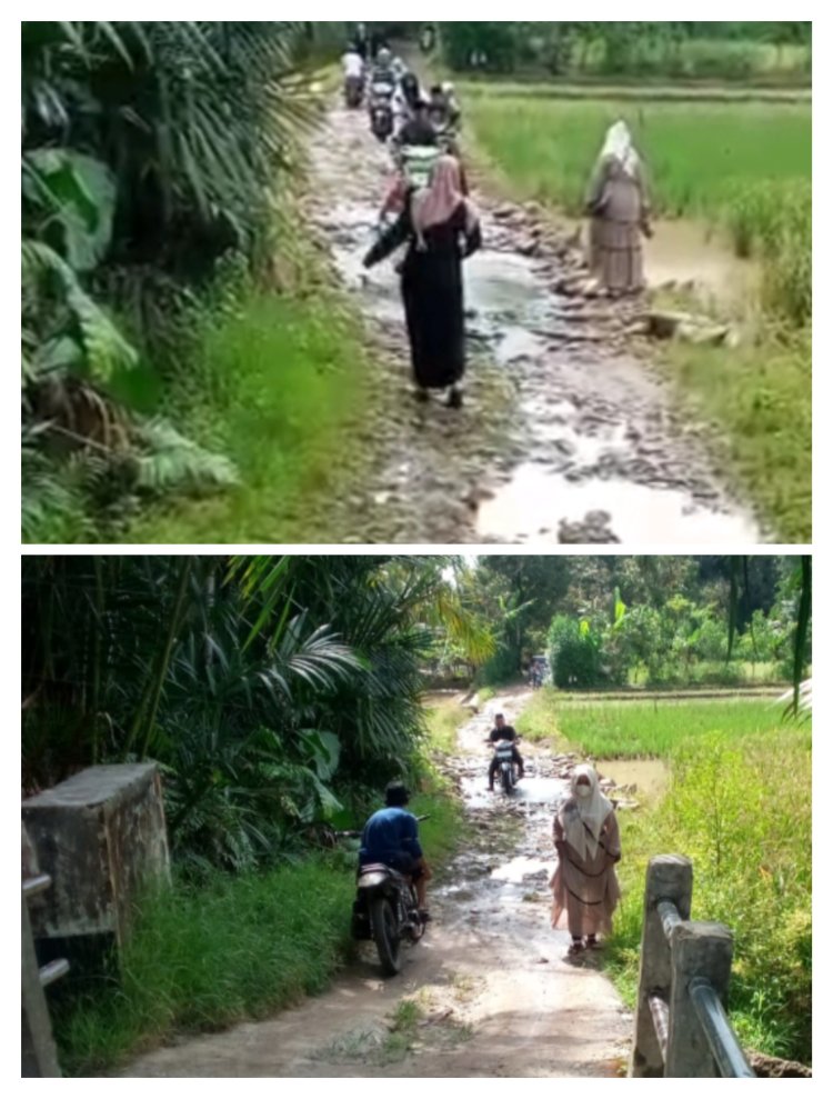 Jalan Kampung Cadas Ngampar Kadubadak  Sulit Dilalui Kendaraan Roda Dua di Keluhkan Warga