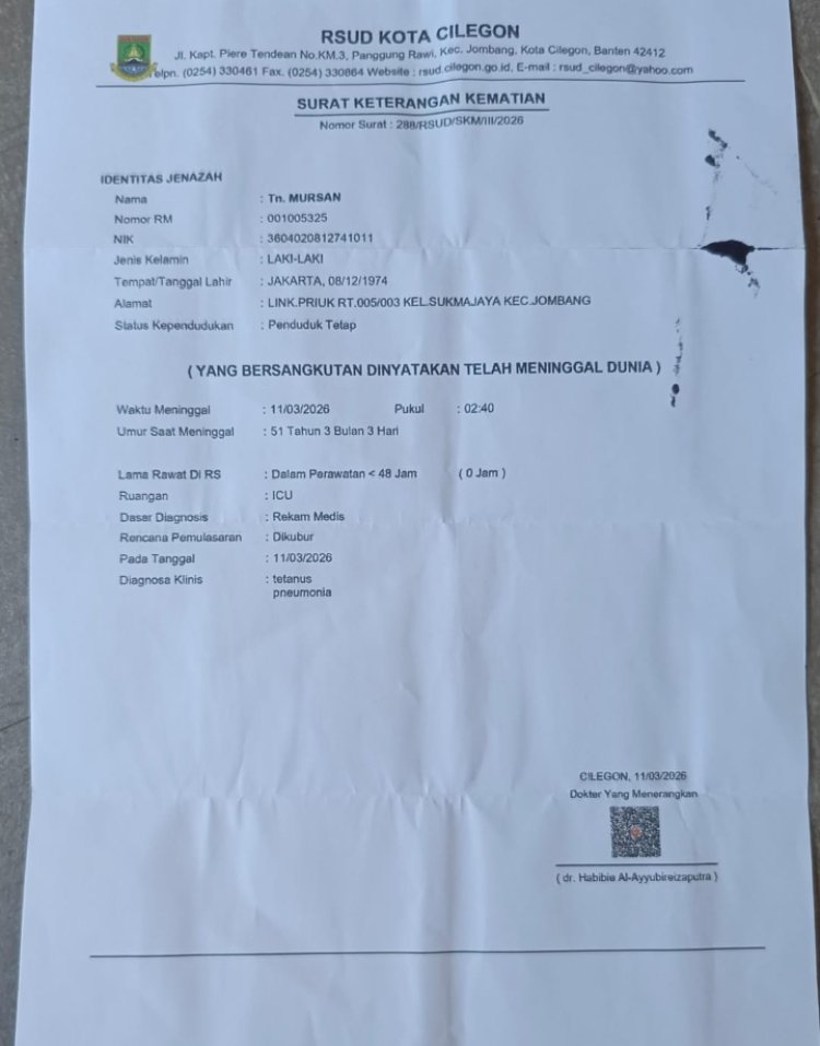 Meski Memiliki KTP Administrasi kota cilegon Masyarakat Ex Lapak priuk kelurahan  Sukmajaya yang sudah meninggal tidak bisa di buatkan akte kematian oleh disduk capil kota cilegon