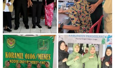 Danramil 0106/Menes Beserta Ibu Persit Ikuti Kegiatan Bhakti Sosial Bidang Kesehatan Dalam Rangka Hari Jadi Kabupaten Pandeglang Ke-152