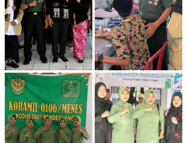 Danramil 0106/Menes Beserta Ibu Persit Ikuti Kegiatan Bhakti Sosial Bidang Kesehatan Dalam Rangka Hari Jadi Kabupaten Pandeglang Ke-152