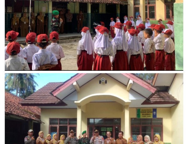 Danramil 0106/Menes Dandim 0601/Pandeglang Pimpin Upacara Bendera di SDN Alaswangi 2 Dan Berikan Arahan PBB