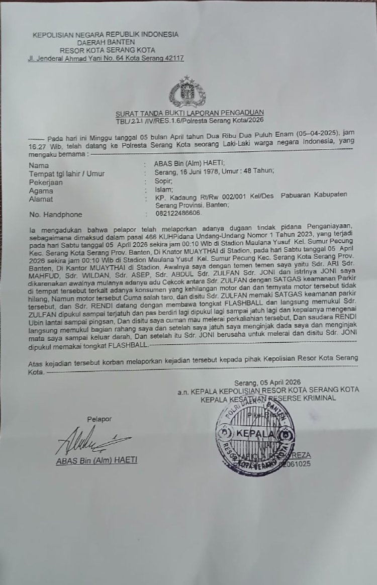 Oknum  satgas Stadion Maulana Yusuf Serang berujung penganiyaan.