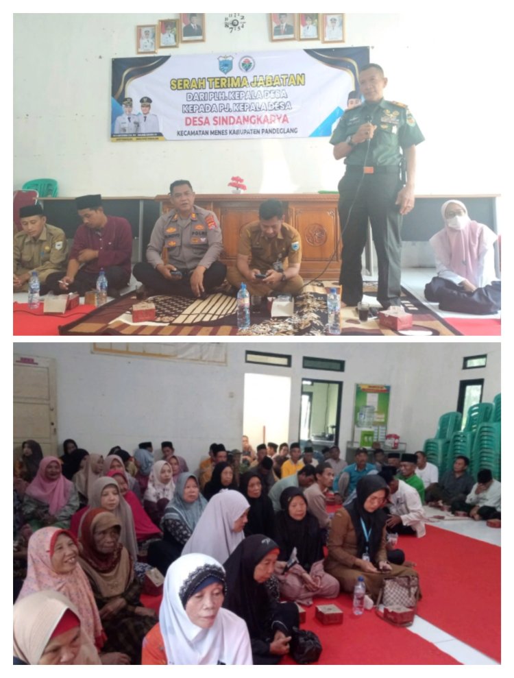 Kapten INF Ibna Suhar Danramil 0106/Menes Dan Pihak Mupika Hadiri Sertijab PLH Kades Sindangkarya Ke PJ.