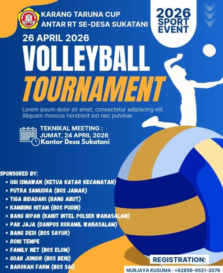 Karang Taruna Desa Sukatani Akan Gelar Turnamen Voli Antar RT Se-Desa Sukatani 