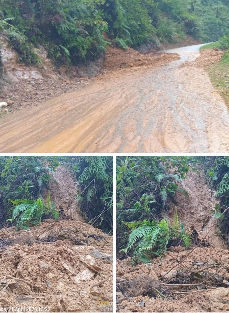 Tanah Longsor Tutupi Jalan Utama Rangkas Bitung-Warung Warung-Banten Desa Citorek Kabupaten Lebak Diduga Akibat Galian Tambang Emas Ilega