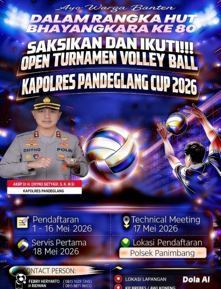 Pendaftaran 1-16 Mei di Polsek Panimbang, Servis Pertama 18 Mei di Kp. Brebes/Awi Koneng. GWI Apresiasi Kapolres Pandeglang Rangkul Pemuda Lewat Olahraga