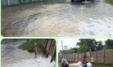 LIMBAH TAMBAK UDANG DI CINIBUNG KERTAJAYA DIDUGA BANJIRI JALAN RAYA, WARGA KELUHKAN GANGGUAN DAN RISIKO KESEHATAN
