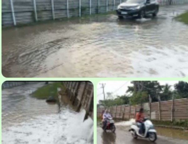 LIMBAH TAMBAK UDANG DI CINIBUNG KERTAJAYA DIDUGA BANJIRI JALAN RAYA, WARGA KELUHKAN GANGGUAN DAN RISIKO KESEHATAN
