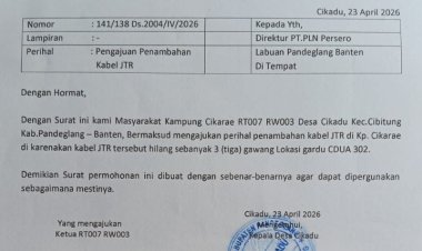 WARGA CIKADU RT007 RW003 HARAP PLN ULP LABUAN  'SECEPAT MUNGKIN' PASANG 3 GAWANG JTR CDUA 302"