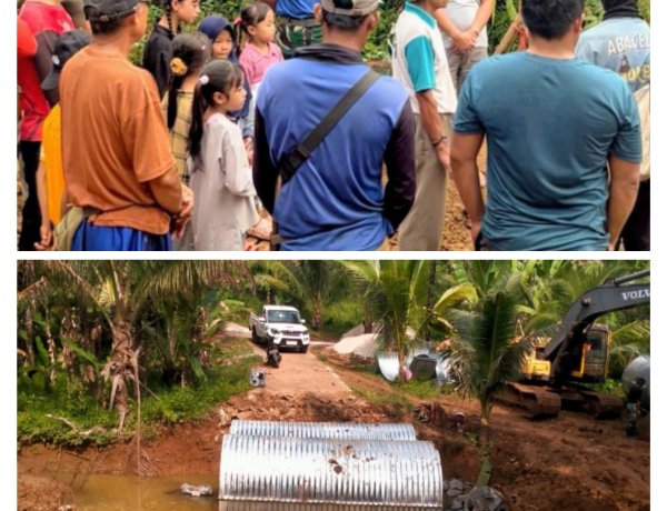 Ground Breaking Jembatan Armco Kp. Rorah Lele, Sinergi TNI & Pemdes Karya Buana"  