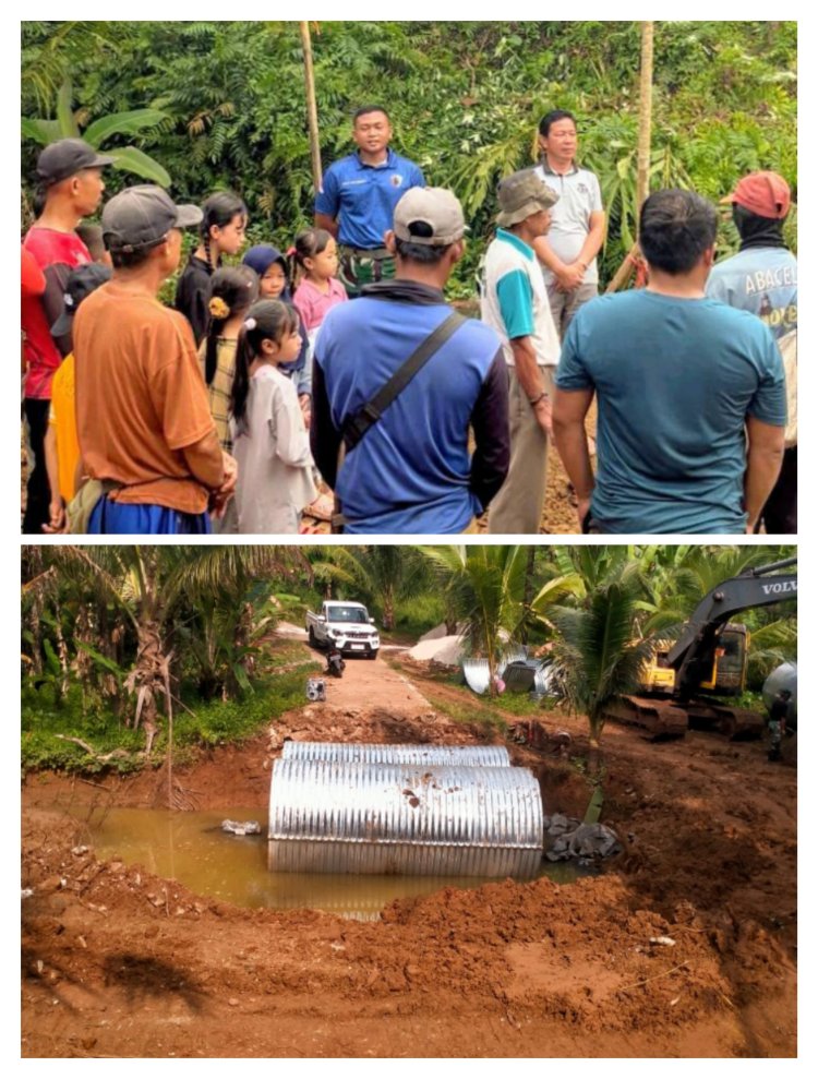 Ground Breaking Jembatan Armco Kp. Rorah Lele, Sinergi TNI & Pemdes Karya Buana"  