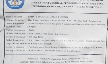 Diduga Ada Intervensi Pengelolaan, Program Revitalisasi SMP IT Daarul Uzma Picung Rp1,44 Miliar Jadi Sorotan