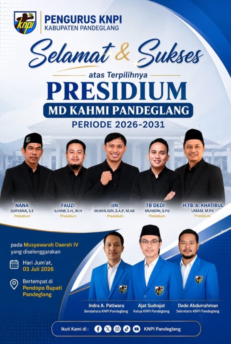 Segenap Pengurus DPD KNPI Pandeglang Sampaikan Selamat Atas Terpilihnya Lima Presidium MD KAHMI Pandeglang Pada Musda IV 2026