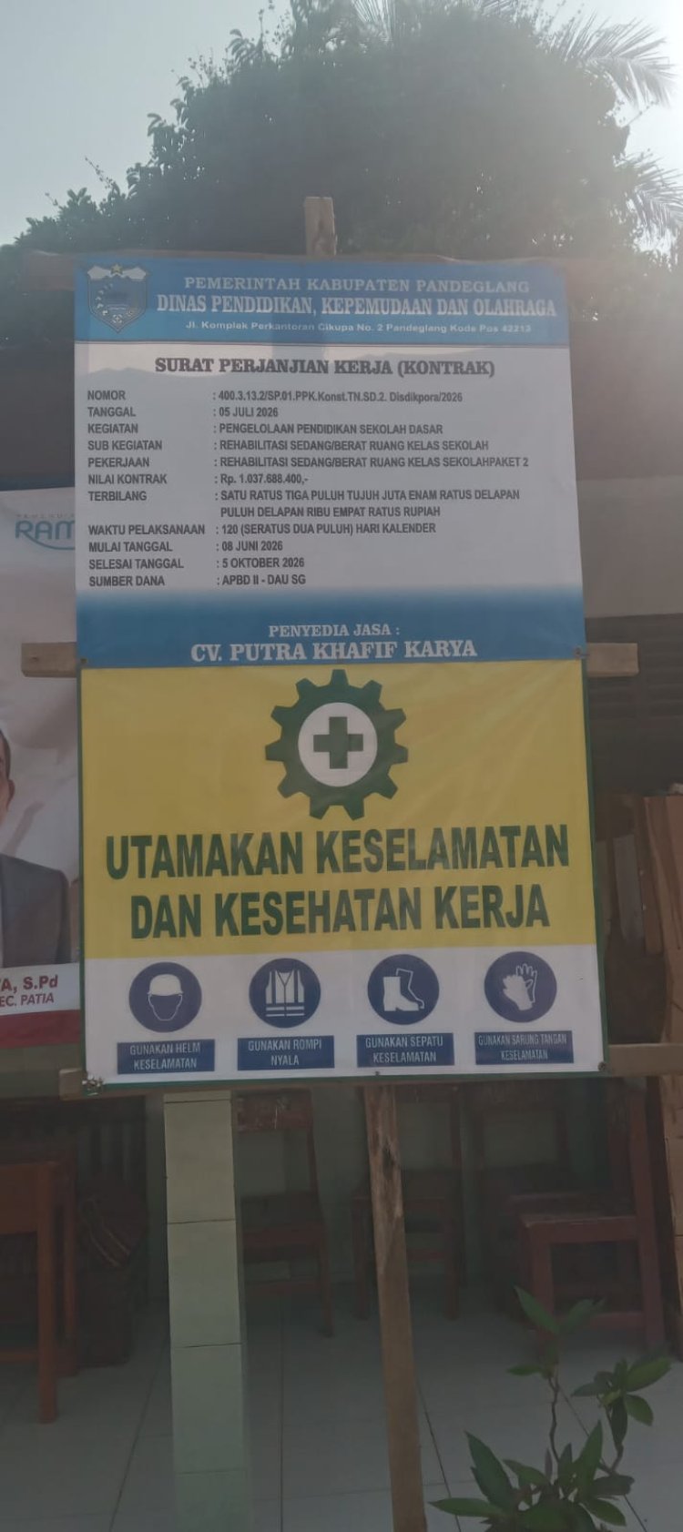 Rehabilitasi Ruang Kelas SDN Rahayu Mulai Dikerjakan, Publik Didorong Awasi Pelaksanaan Proyek