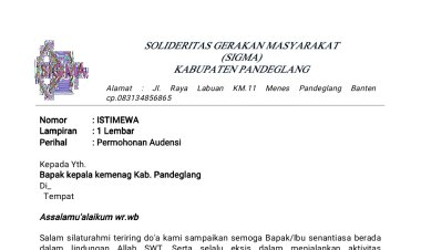 Soal Adanya Dugaan Pungli di MTsN 2 Pandeglang Masih Bergulir, Aktivis SIGMA Layangkan Surat Audiensi ke Kemenag Pandeglang